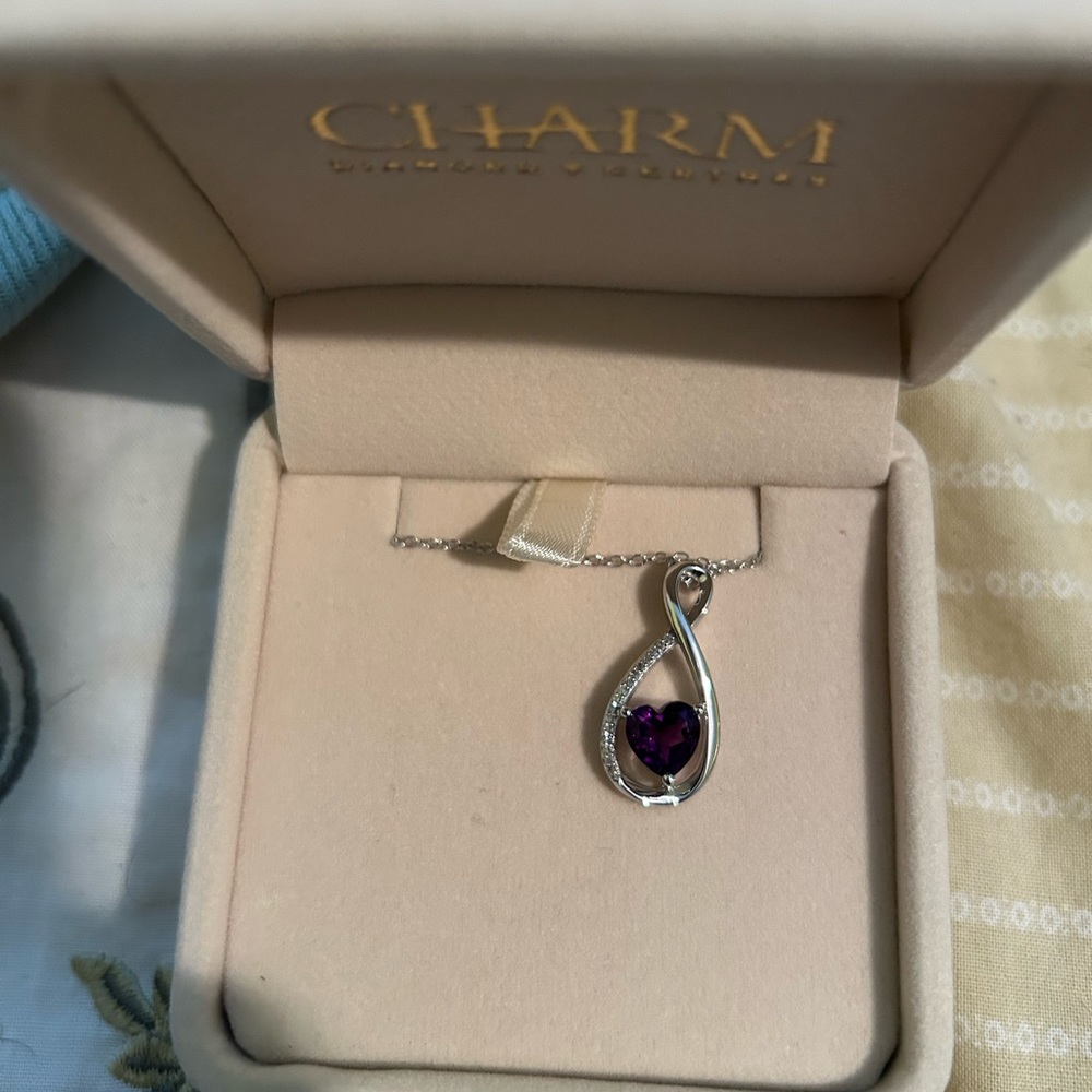 Simulated Amethyst Heart Pendant